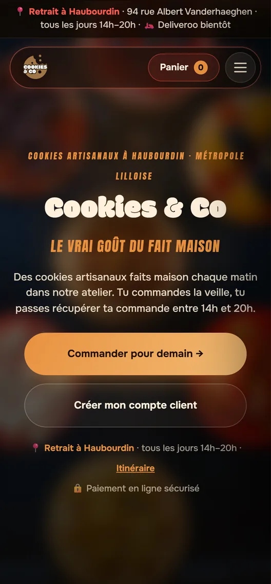 Cookies & Co — site de commande en ligne d'un atelier de cookies